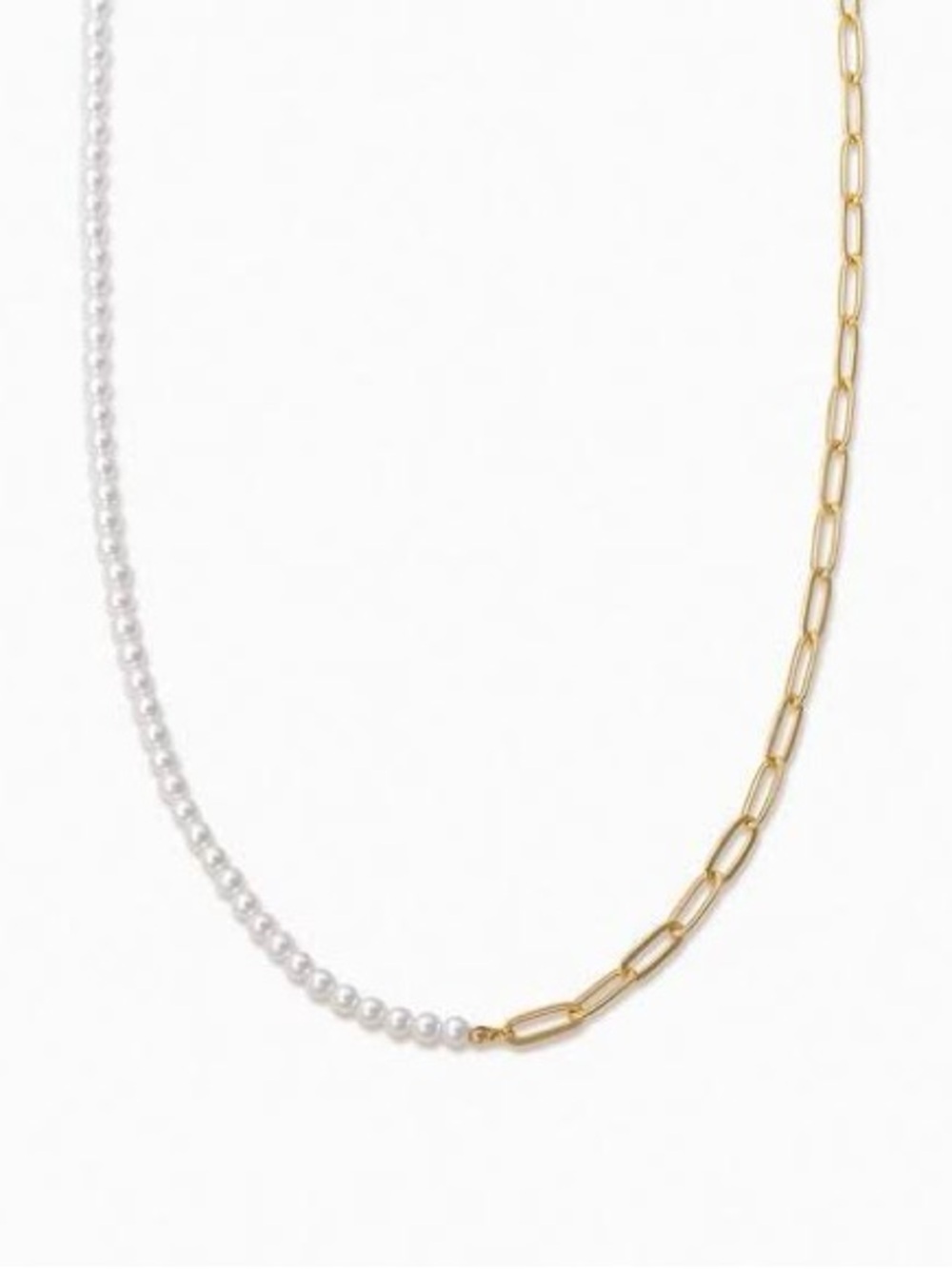 Uncommon James Split Personality Two-Tone Pearl and Gold Link Necklace